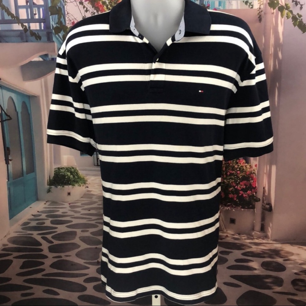 ✨Tommy Hilfiger Navy Striped Polo